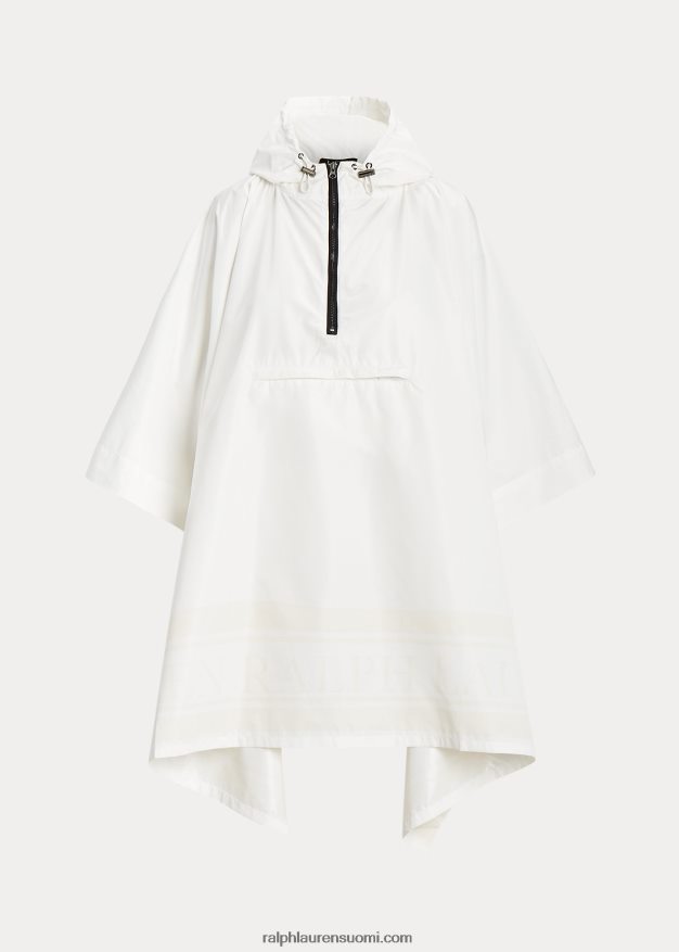 Ralph Lauren naiset logopainatus pakattava sadeponcho 0Z24ZR4119 silkin valkoinen