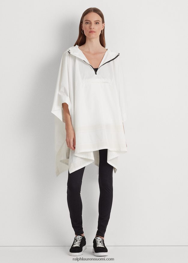 Ralph Lauren naiset logopainatus pakattava sadeponcho 0Z24ZR4119 silkin valkoinen