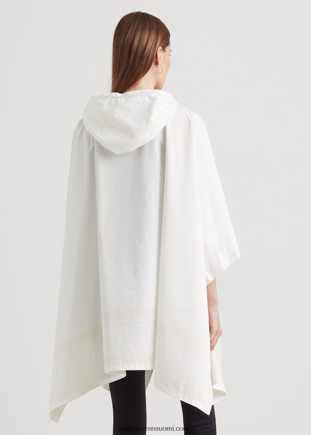 Ralph Lauren naiset logopainatus pakattava sadeponcho 0Z24ZR4119 silkin valkoinen