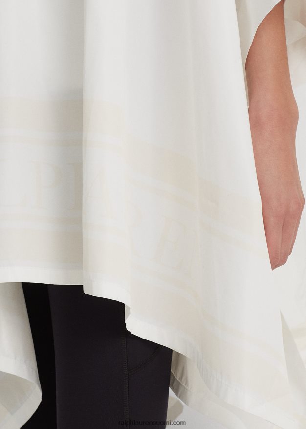 Ralph Lauren naiset logopainatus pakattava sadeponcho 0Z24ZR4119 silkin valkoinen