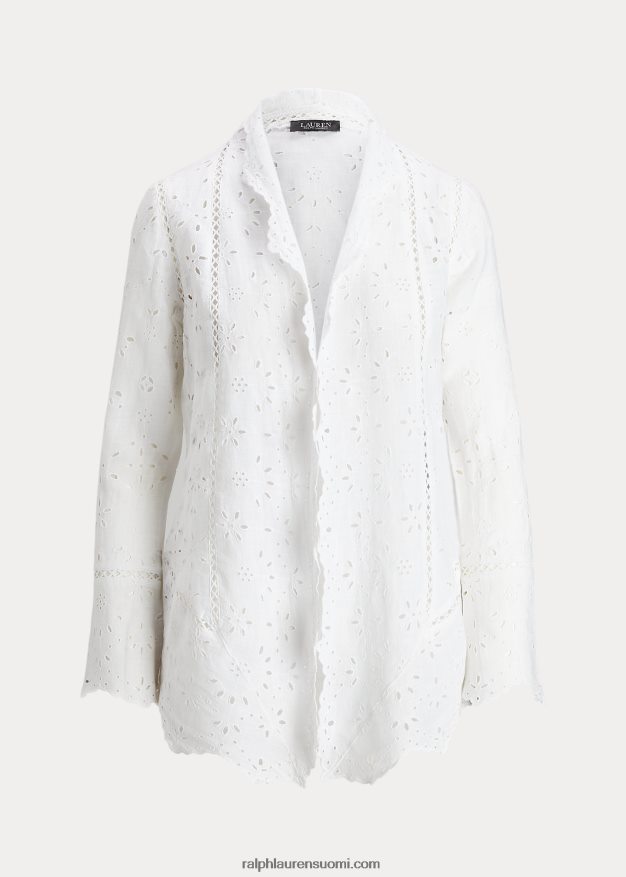 Ralph Lauren naiset silmukainen pellavaliina 0Z24ZR3902 valkoinen