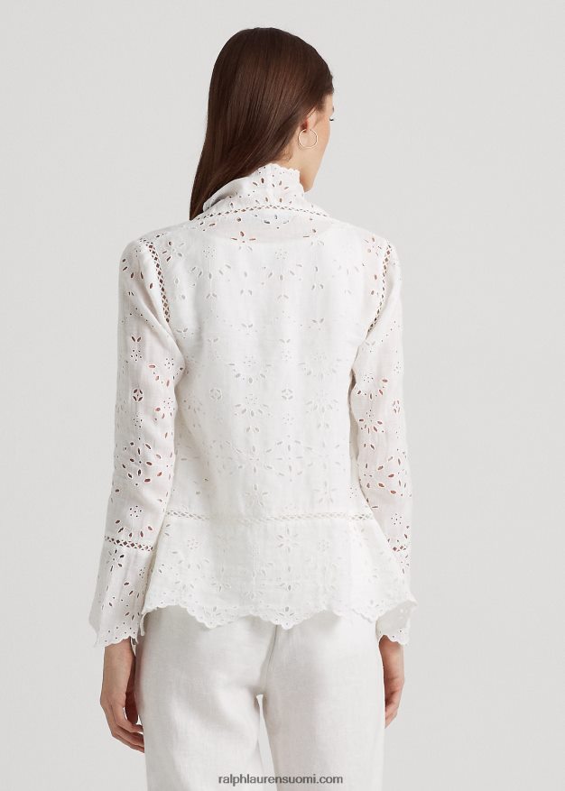 Ralph Lauren naiset silmukainen pellavaliina 0Z24ZR3902 valkoinen