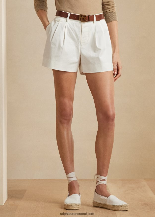 Ralph Lauren naiset brennon pesty puuvilla laskostettu lyhyt 0Z24ZR3525 valkoinen