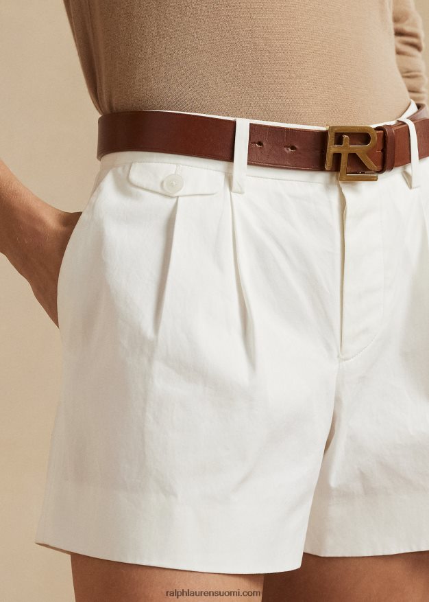 Ralph Lauren naiset brennon pesty puuvilla laskostettu lyhyt 0Z24ZR3525 valkoinen