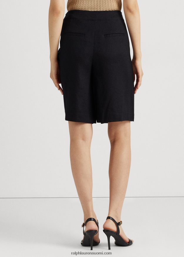 Ralph Lauren naiset edessä solmittava pellava-sekoitetoimikas lyhyt 0Z24ZR3935 musta