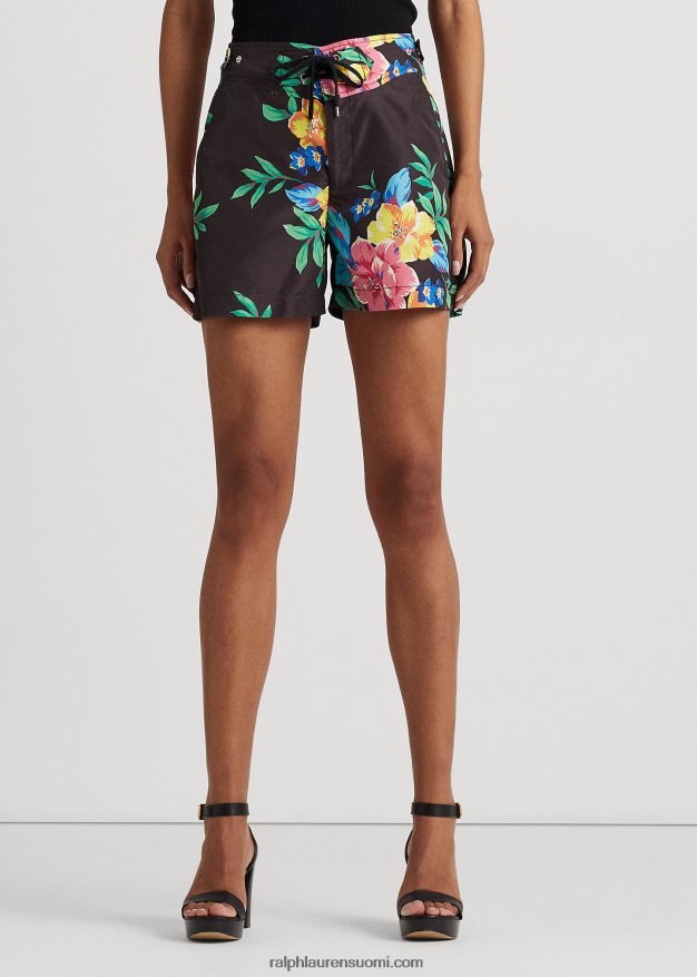 Ralph Lauren naiset kukkainen pitsi-etu lyhyt 0Z24ZR9462 musta multi