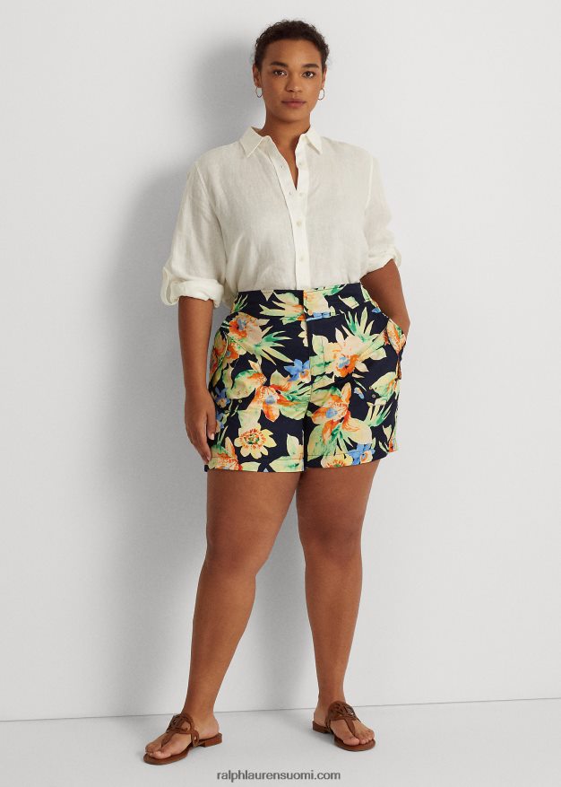 Ralph Lauren naiset kukkashantung lyhyt 0Z24ZR4794 laivasto multi