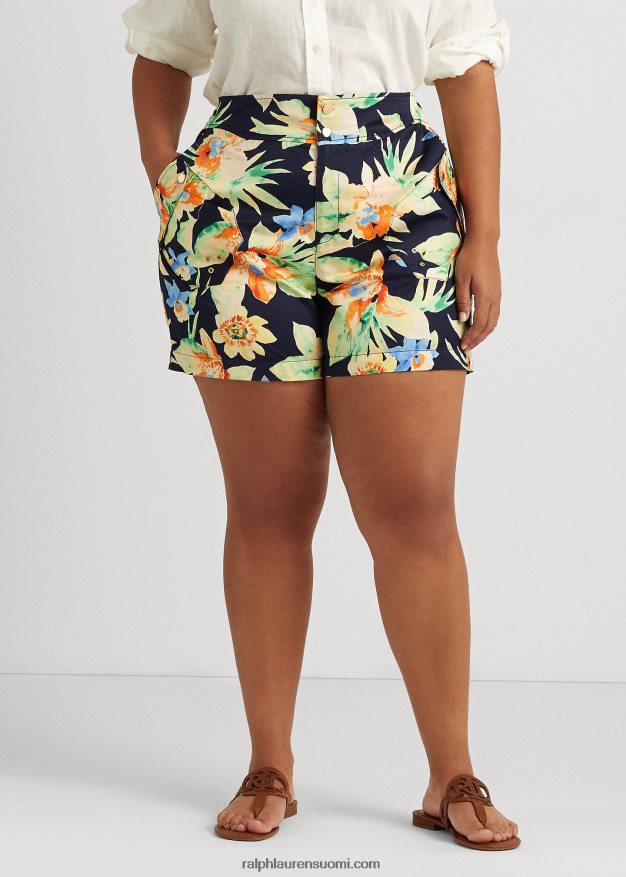 Ralph Lauren naiset kukkashantung lyhyt 0Z24ZR4794 laivasto multi