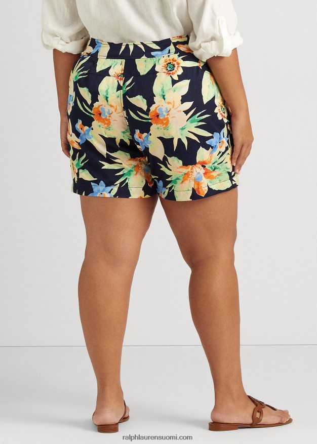 Ralph Lauren naiset kukkashantung lyhyt 0Z24ZR4794 laivasto multi
