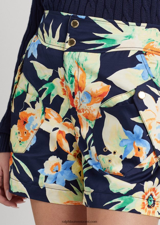 Ralph Lauren naiset kukkashantung lyhyt 0Z24ZR4874 laivasto multi