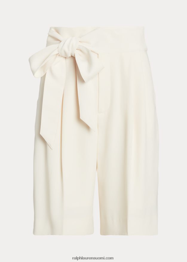 Ralph Lauren naiset laskostettu georgette leveä jalka lyhyt 0Z24ZR4029 mascarpone-kermaa