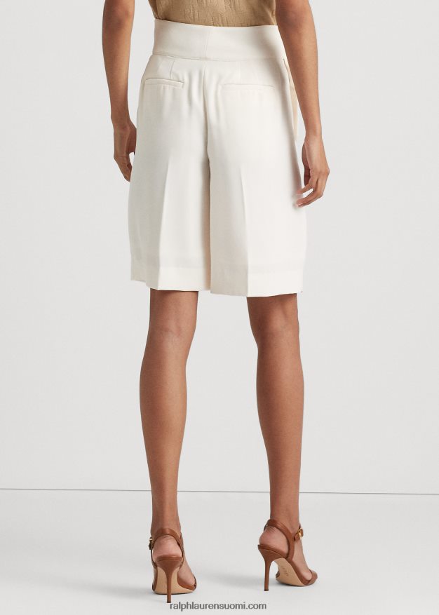Ralph Lauren naiset laskostettu georgette leveä jalka lyhyt 0Z24ZR4029 mascarpone-kermaa