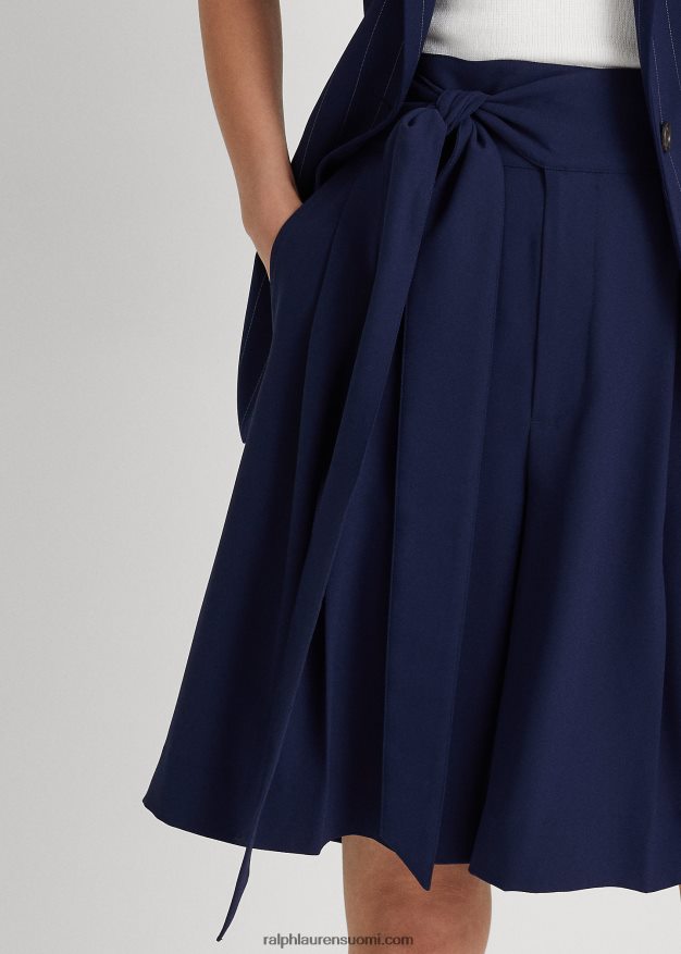 Ralph Lauren naiset laskostettu georgette leveä jalka lyhyt 0Z24ZR4030 hienostunut laivasto