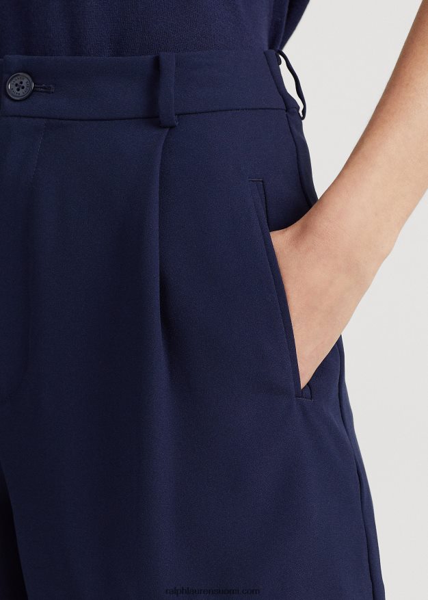 Ralph Lauren naiset laskostettu georgette lyhyt 0Z24ZR9472 hienostunut laivasto