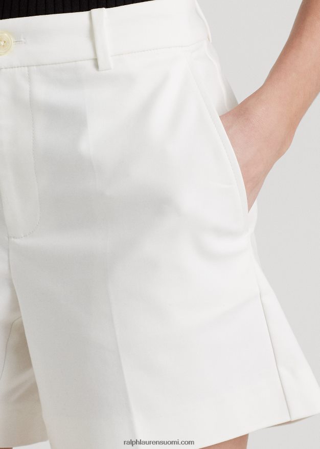 Ralph Lauren naiset laskostettu joustava puuvilla lyhyt 0Z24ZR3893 valkoinen