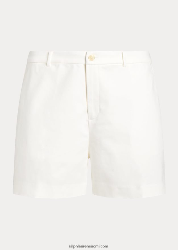 Ralph Lauren naiset laskostettu joustava puuvilla lyhyt 0Z24ZR4554 valkoinen