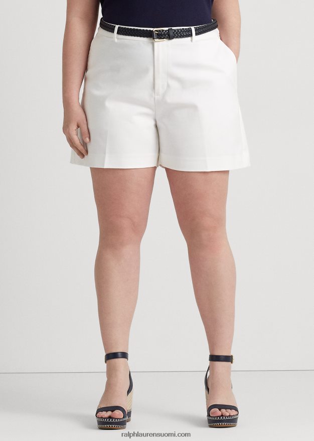 Ralph Lauren naiset laskostettu joustava puuvilla lyhyt 0Z24ZR4554 valkoinen