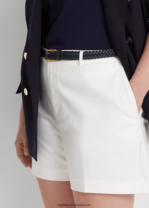 Ralph Lauren naiset laskostettu joustava puuvilla lyhyt 0Z24ZR4554 valkoinen