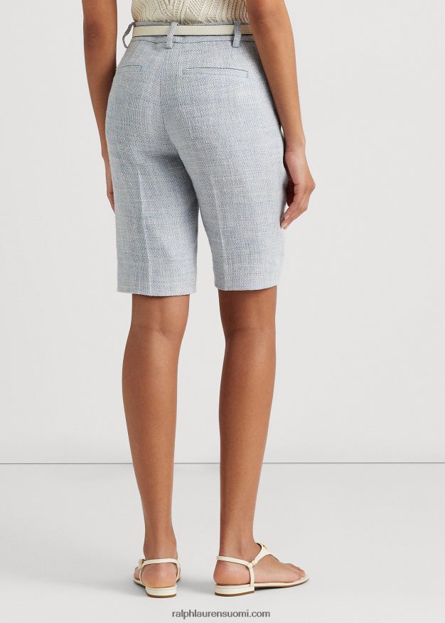 Ralph Lauren naiset pellavasekoite lyhyt 0Z24ZR3987 vaaleansininen/kermanvärinen multi