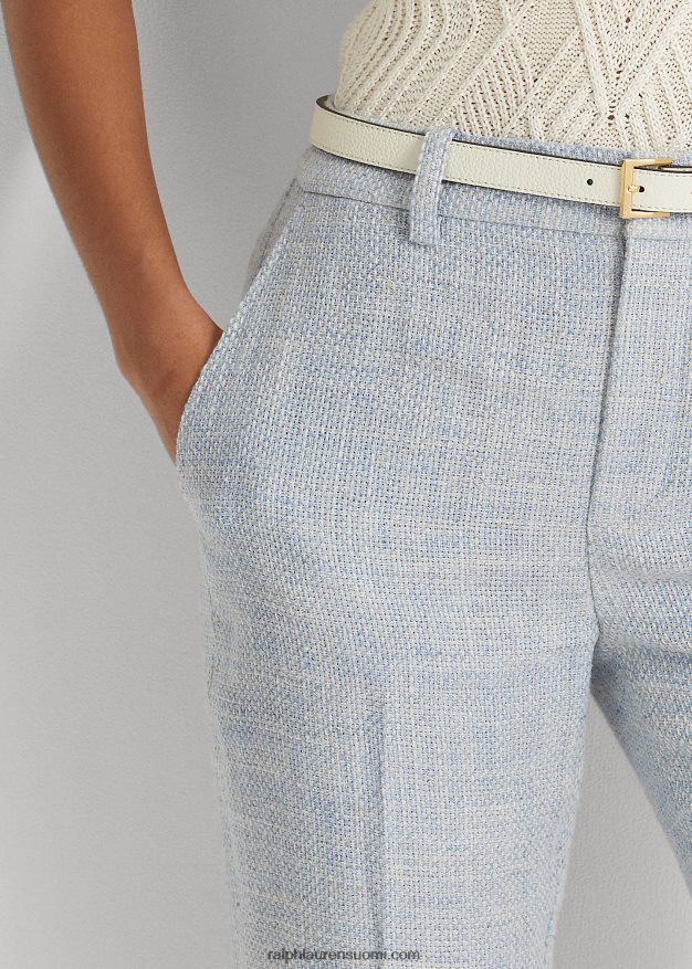 Ralph Lauren naiset pellavasekoite lyhyt 0Z24ZR3987 vaaleansininen/kermanvärinen multi