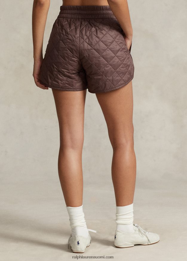 Ralph Lauren naiset vettä hylkivä tikattu kiristysnyöri lyhyt 0Z24ZR3184 suklaanruskea