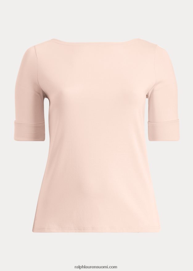 Ralph Lauren naiset Joustava puuvillainen venepääntie 0Z24ZR4730 vaalea ruusu