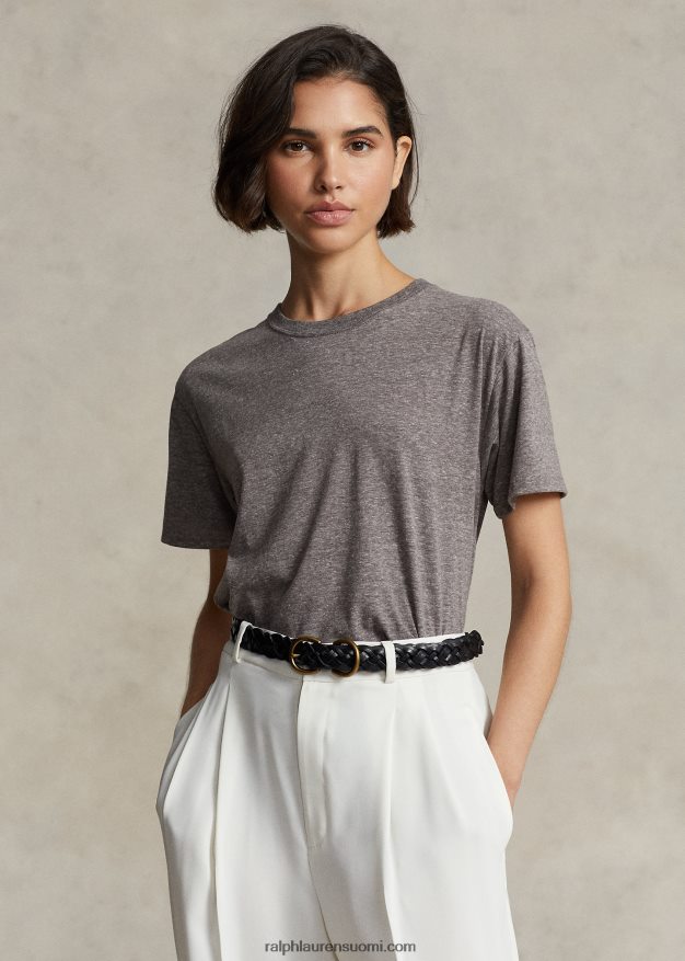 Ralph Lauren naiset crewneck t-paita puuvillasekoitteesta 0Z24ZR3194 kanervanharmaa