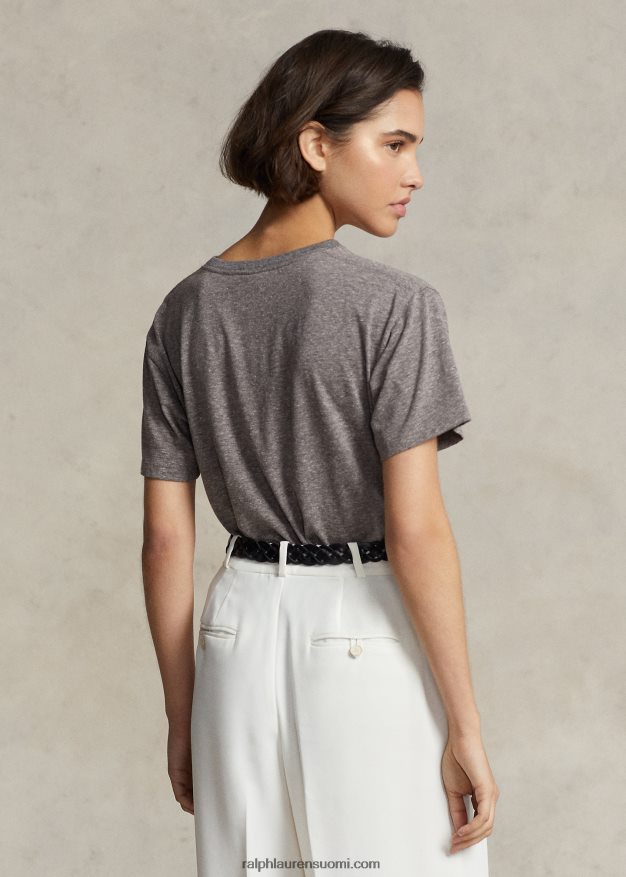 Ralph Lauren naiset crewneck t-paita puuvillasekoitteesta 0Z24ZR3194 kanervanharmaa