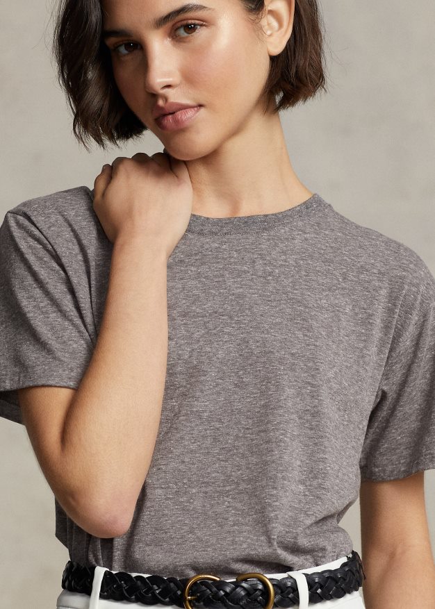 Ralph Lauren naiset crewneck t-paita puuvillasekoitteesta 0Z24ZR3194 kanervanharmaa