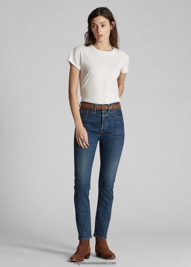 Ralph Lauren naiset crewneck-t-paita puuvillatrikoosta 0Z24ZR9381 valkoinen