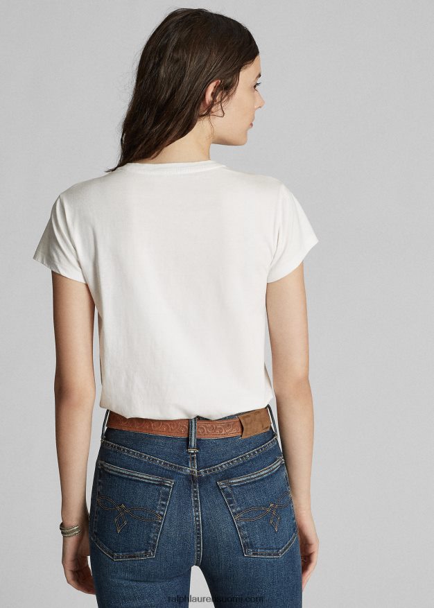 Ralph Lauren naiset crewneck-t-paita puuvillatrikoosta 0Z24ZR9381 valkoinen