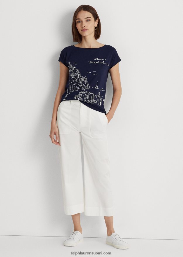 Ralph Lauren naiset graafinen trikoopaita 0Z24ZR9475 hienostunut laivasto