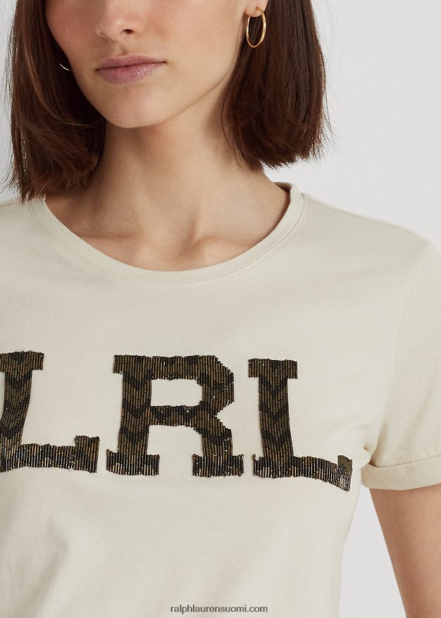 Ralph Lauren naiset helmilogollinen trikoopaita 0Z24ZR9511 luonnollinen kerma