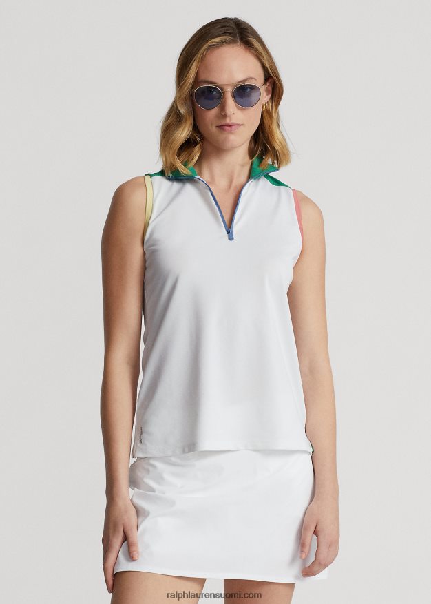 Ralph Lauren naiset hihaton neljännesvetoketjullinen verkkopusero 0Z24ZR3732 keraaminen valkoinen/lauttavihreä