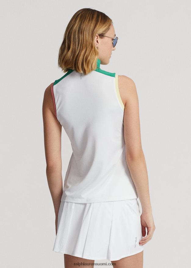 Ralph Lauren naiset hihaton neljännesvetoketjullinen verkkopusero 0Z24ZR3732 keraaminen valkoinen/lauttavihreä
