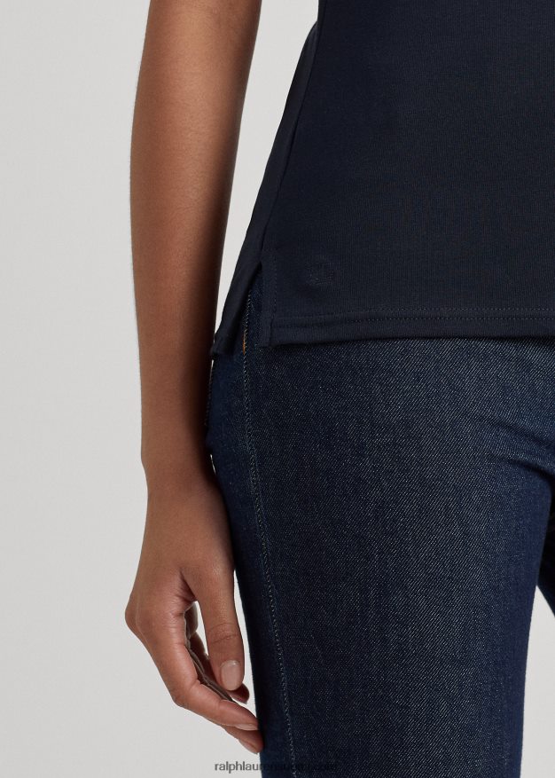 Ralph Lauren naiset joustava puuvillainen boatneck T-paita 0Z24ZR3941 laivasto