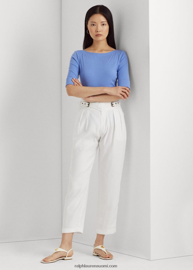 Ralph Lauren naiset joustava puuvillainen boatneck T-paita 0Z24ZR3943 sininen sumu