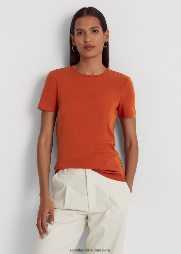 Ralph Lauren naiset joustava puuvillainen t-paita 0Z24ZR3990 punainen aurinkokivi