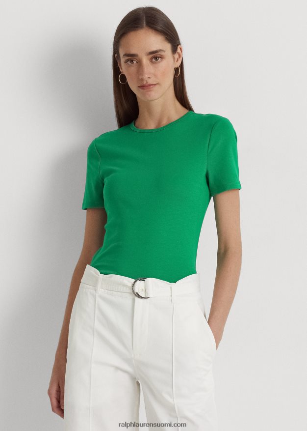 Ralph Lauren naiset joustava puuvillainen t-paita 0Z24ZR4323 palmun lehtiä