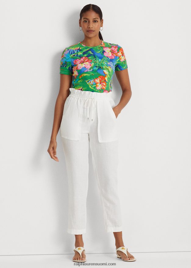 Ralph Lauren naiset kukkakuvioinen joustava puuvillapaita 0Z24ZR4330 vihreä/sininen multi