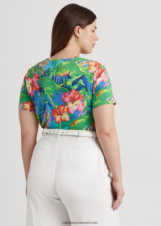 Ralph Lauren naiset kukkakuvioinen joustava puuvillapaita 0Z24ZR4529