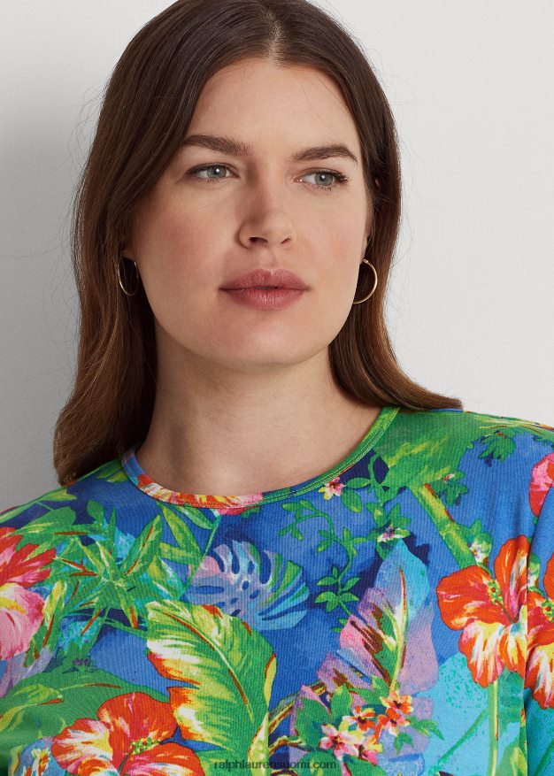 Ralph Lauren naiset kukkakuvioinen joustava puuvillapaita 0Z24ZR4529