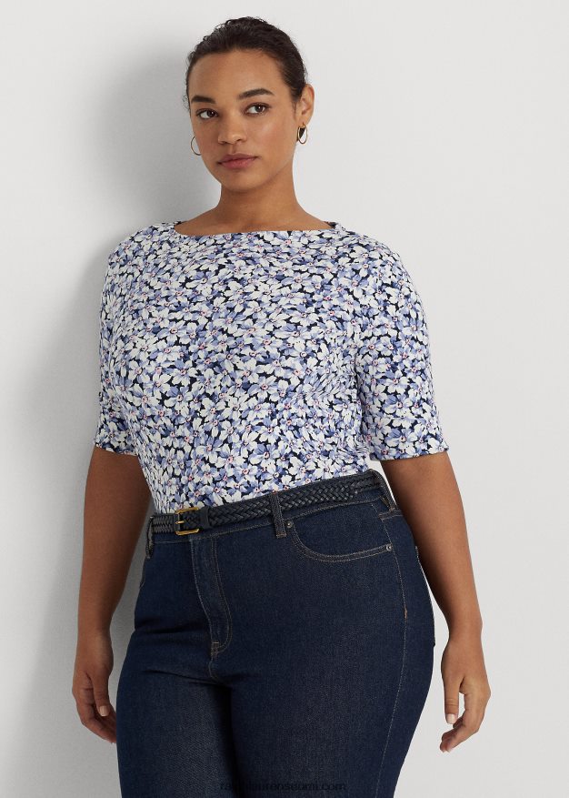 Ralph Lauren naiset kukkakuvioinen joustava puuvillapaita 0Z24ZR4604