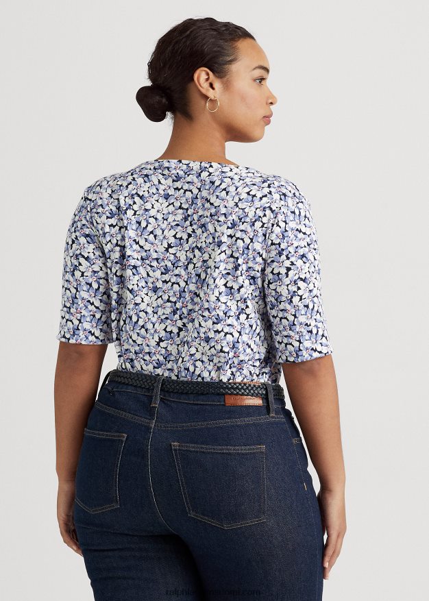 Ralph Lauren naiset kukkakuvioinen joustava puuvillapaita 0Z24ZR4604