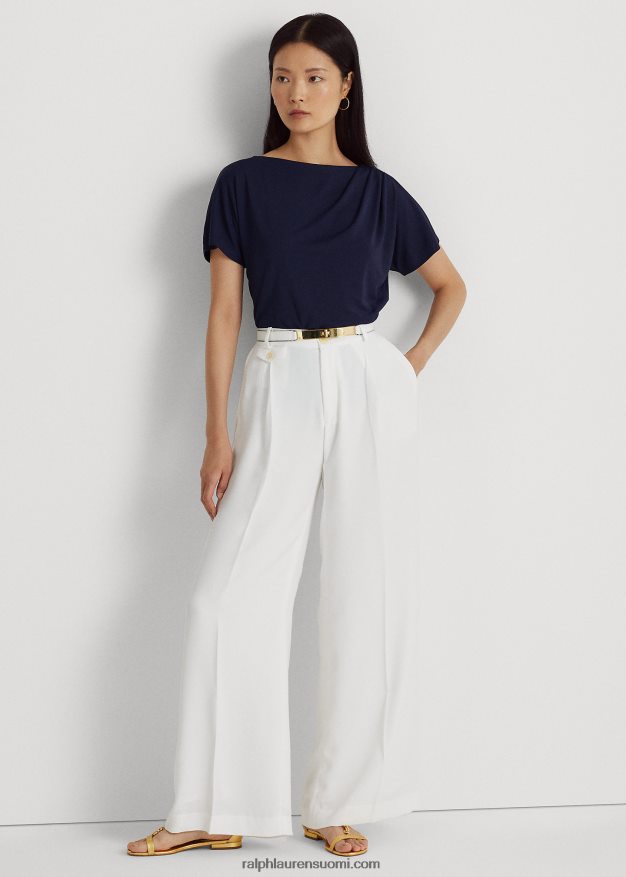 Ralph Lauren naiset laskostettu stretch-jersey-paita 0Z24ZR3946 hienostunut laivasto