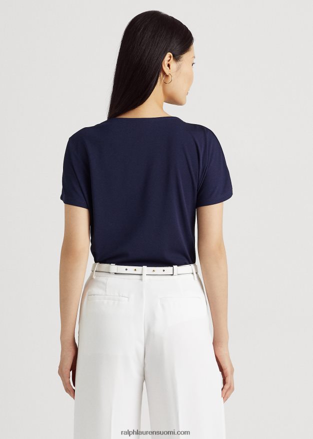 Ralph Lauren naiset laskostettu stretch-jersey-paita 0Z24ZR3946 hienostunut laivasto