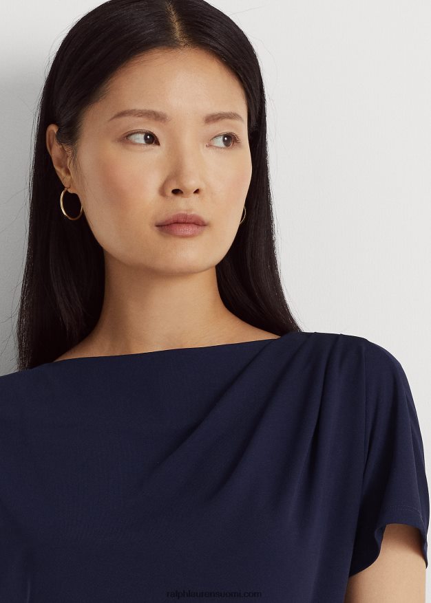 Ralph Lauren naiset laskostettu stretch-jersey-paita 0Z24ZR3946 hienostunut laivasto