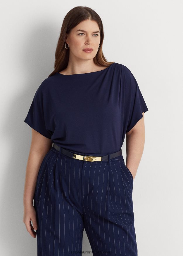 Ralph Lauren naiset laskostettu stretch-jersey-paita 0Z24ZR4613 hienostunut laivasto