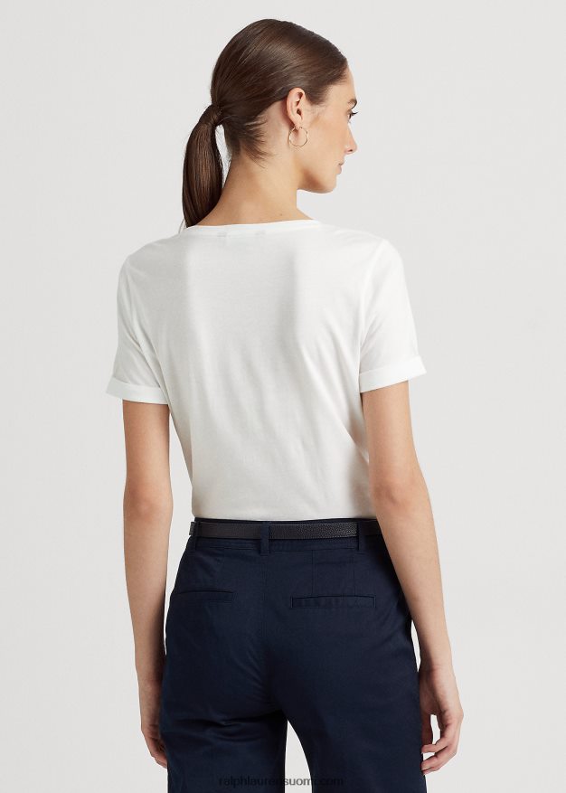 Ralph Lauren naiset logo-applikoitu puuvillasekoitepaita 0Z24ZR9571