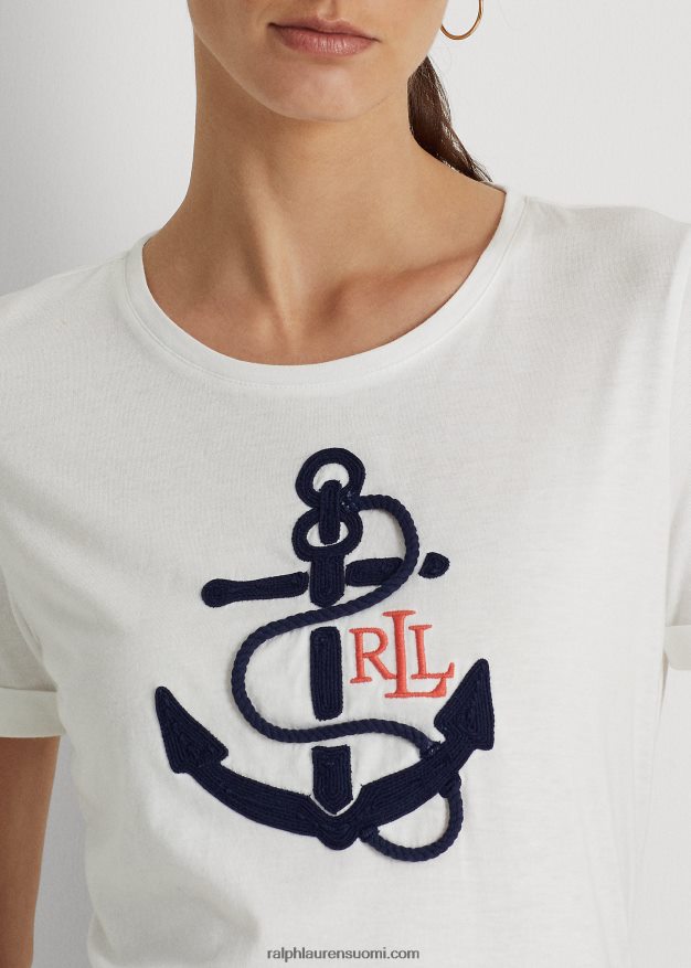Ralph Lauren naiset logo-applikoitu puuvillasekoitepaita 0Z24ZR9571